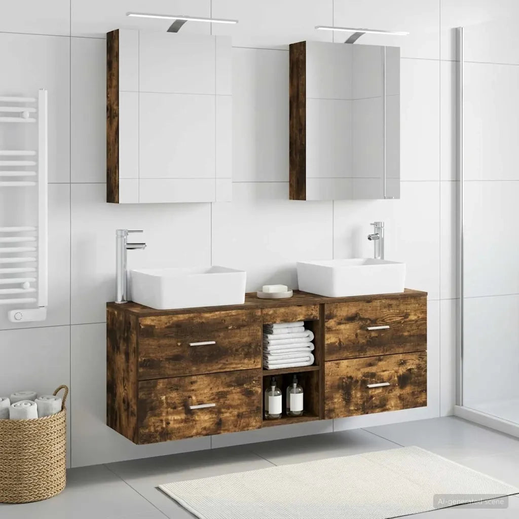 Set di mobili per il bagno 5 pcs Rovere Fumo 3406835