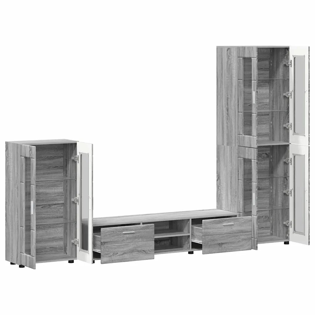 Set mobile TV con porta FLORIN Grigio Sonoma Legno multistrato