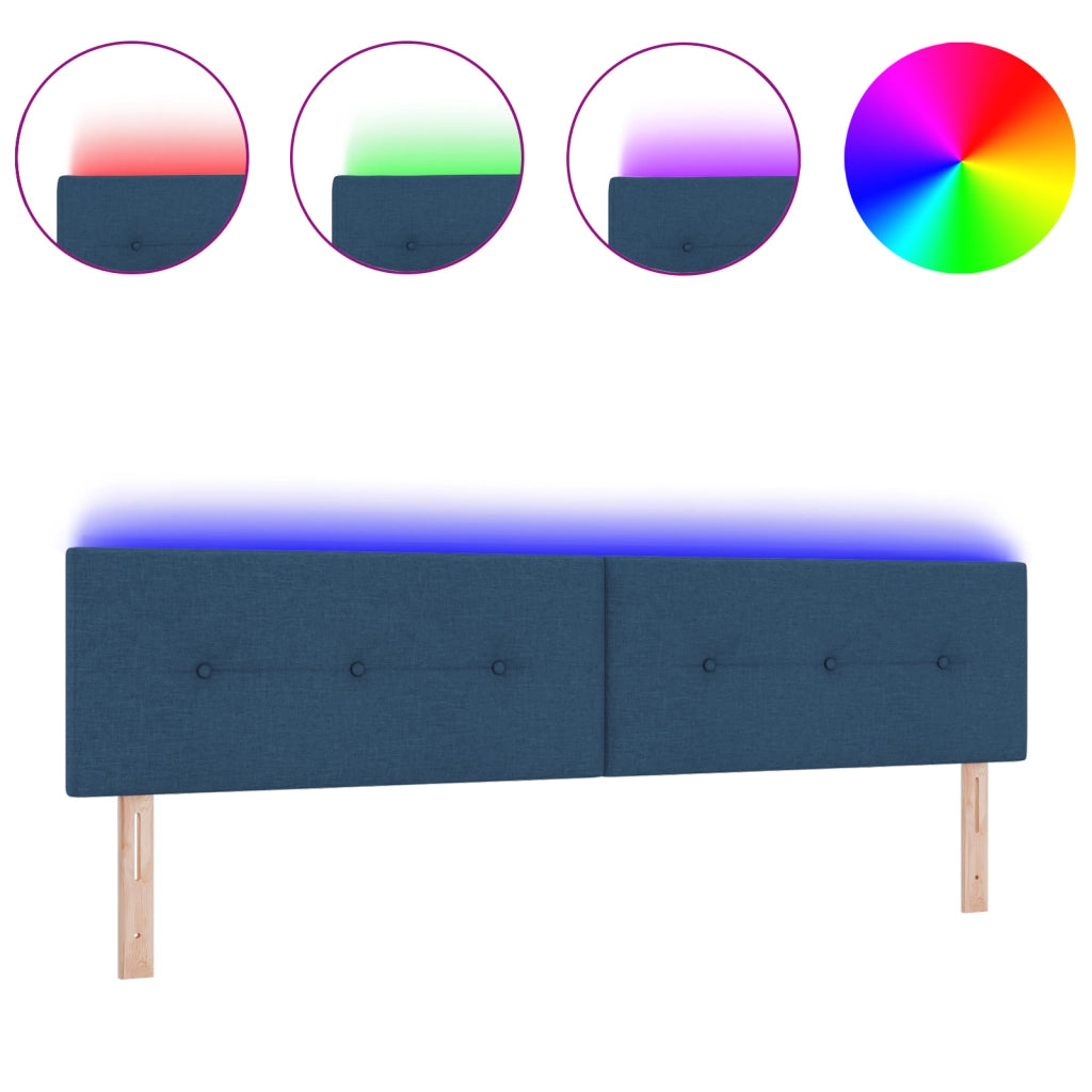Testata LED  Button Tufted Blu 100 cm Tessuto