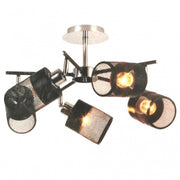 Trade Shop - Lampadario Plafoniera A Soffitto Con 5 Paralumi Lampade Attacco E27 In Metallo 00280 -