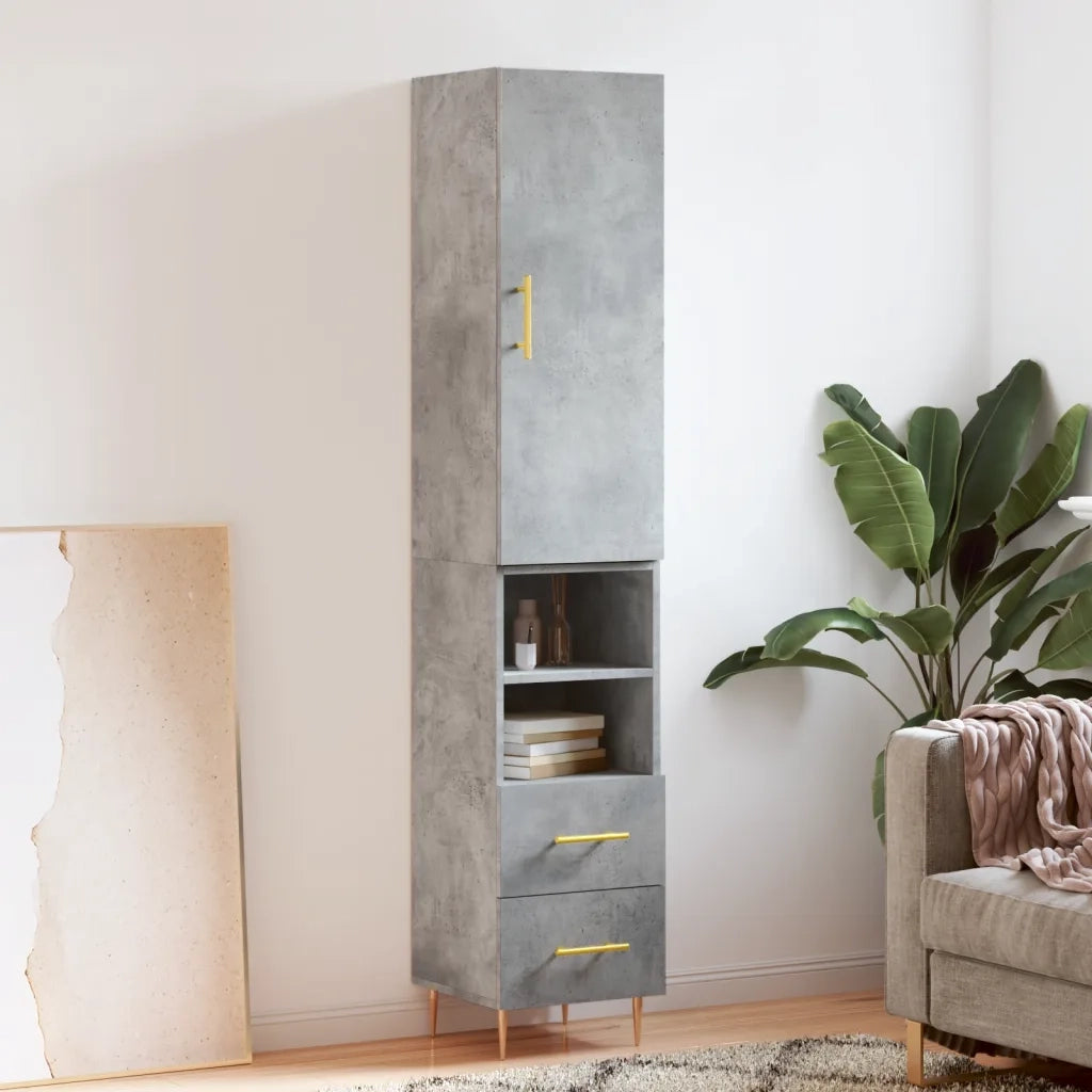 Credenza-Buffet-Armadio da cucina Grigio Cemento 34,5x34x180 cm in Legno Multistrato 653719