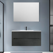Mobile bagno sospeso 100 lava cannettato 2 cassetti lavabo e specchio Rigo