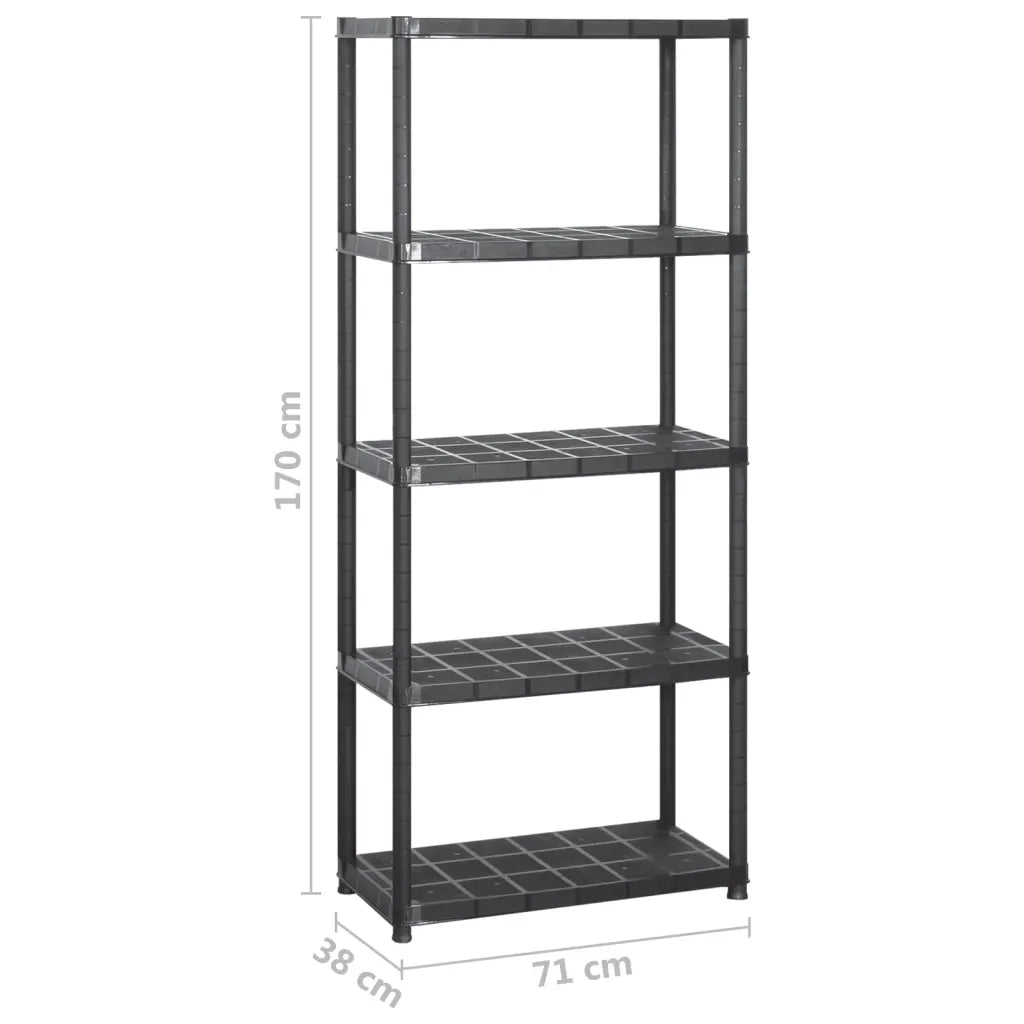 Scaffale a 5 Ripiani Nero 142x38x170 cm in Plastica CFW2474869
