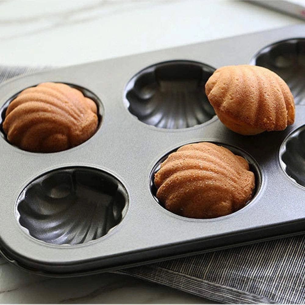 Trade Shop - Stampo Teglia Vassoio Antiaderente 12 Muffin Cupcake Dolci Conchiglie -