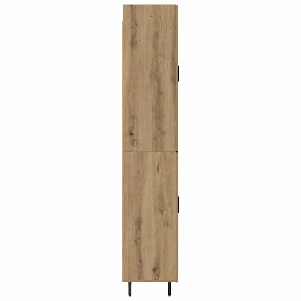 Credenza 2 pcs Rovere artigianale Legno Stratificato e Vetro