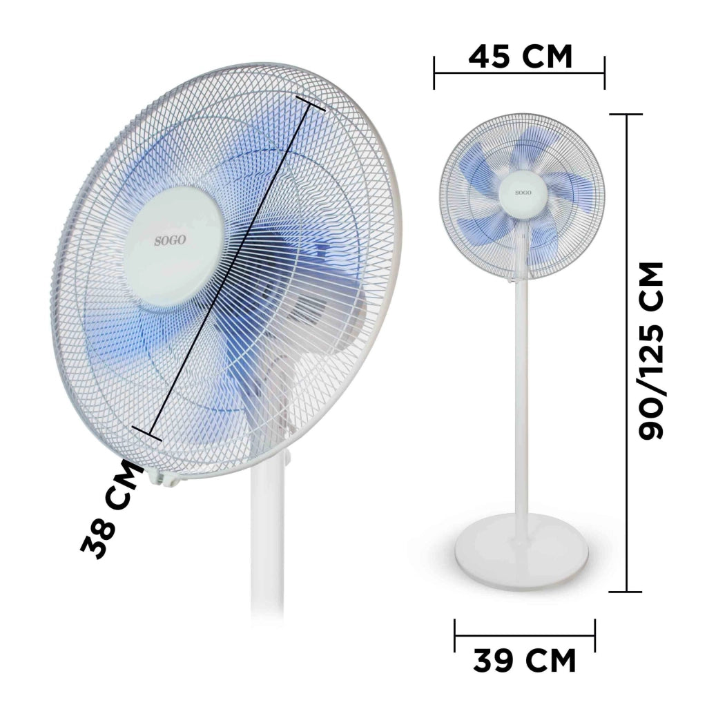 Ventilatore a piantana 40cm con oscillazione, 3 velocità regolabili, altezza 130cm casa ufficio - SOGO