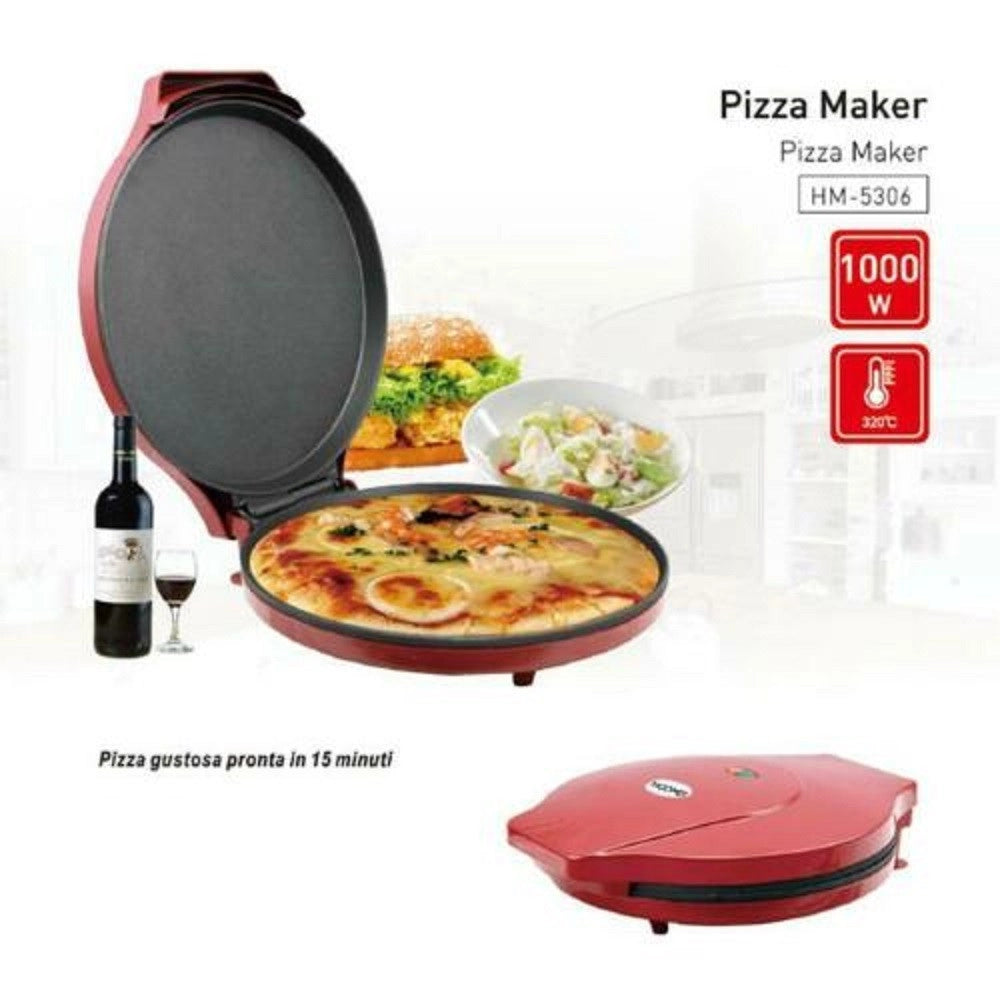 Trade Shop - Piastra Elettrica Cuoci Pizza 850/1000watt Doppio Riscaldamento Cuoce In 15 Min. -