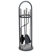 Set attrezzi per camino in metallo nero 5pz D22x68h cm