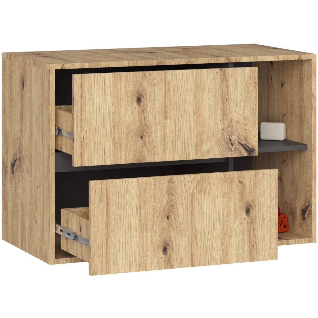 Mobile bagno sospeso senza lavabo VAMI Rovere Artisan, Grigio Grafite 90 cm 2 cassetti 90x45,5x60 cm Brand