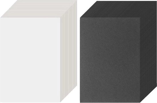 100 fogli di carta da cartone - formato A6 - 14,5 x 9,5 cm - 350g/m² - carta per DIY e artigianato - nero/bianco
