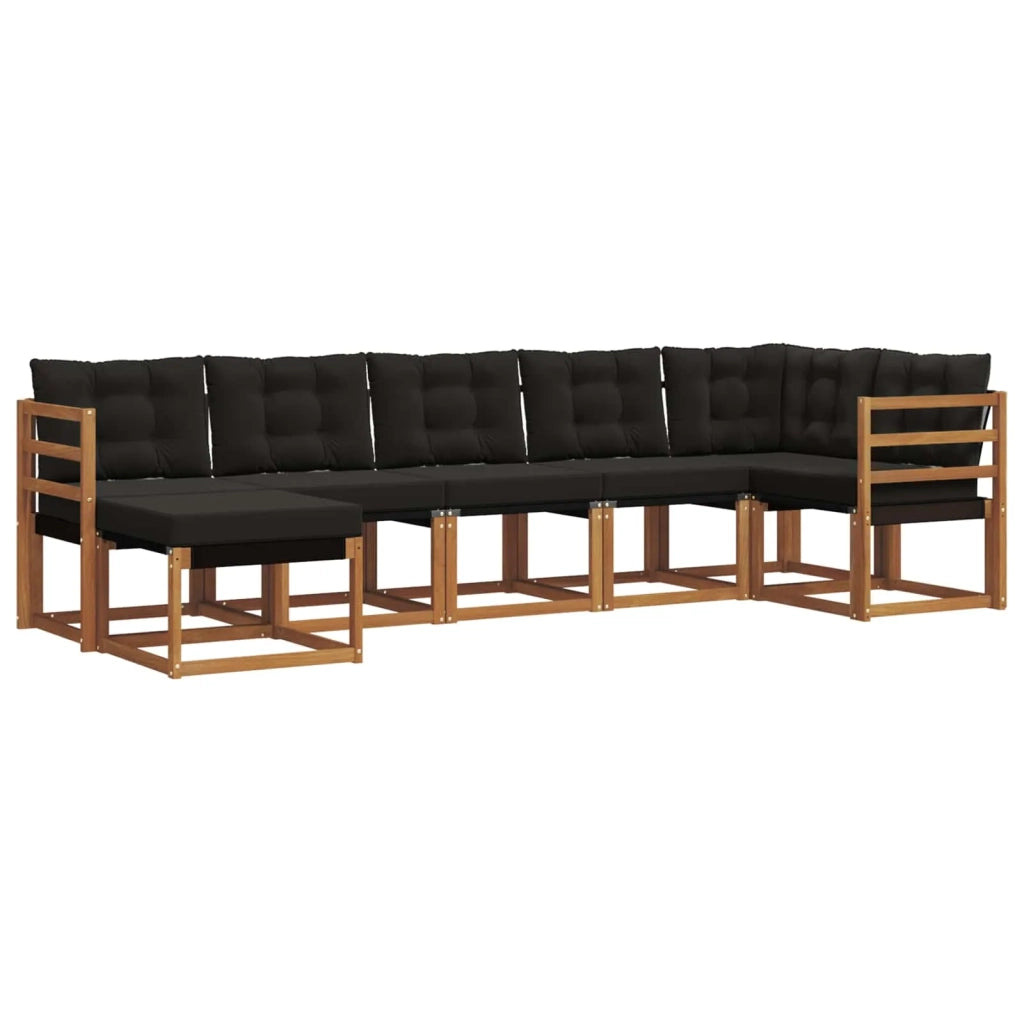 Set di divani da esterno con cuscino 7 pcs Naturale e Nero