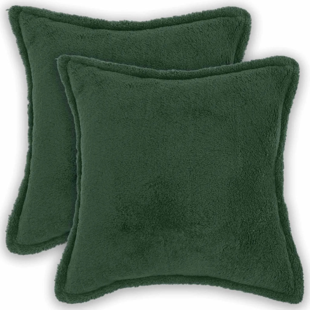 Federa 2 pcs HOUTEN Verde Scuro 30 x 30 cm Bouclé 915959