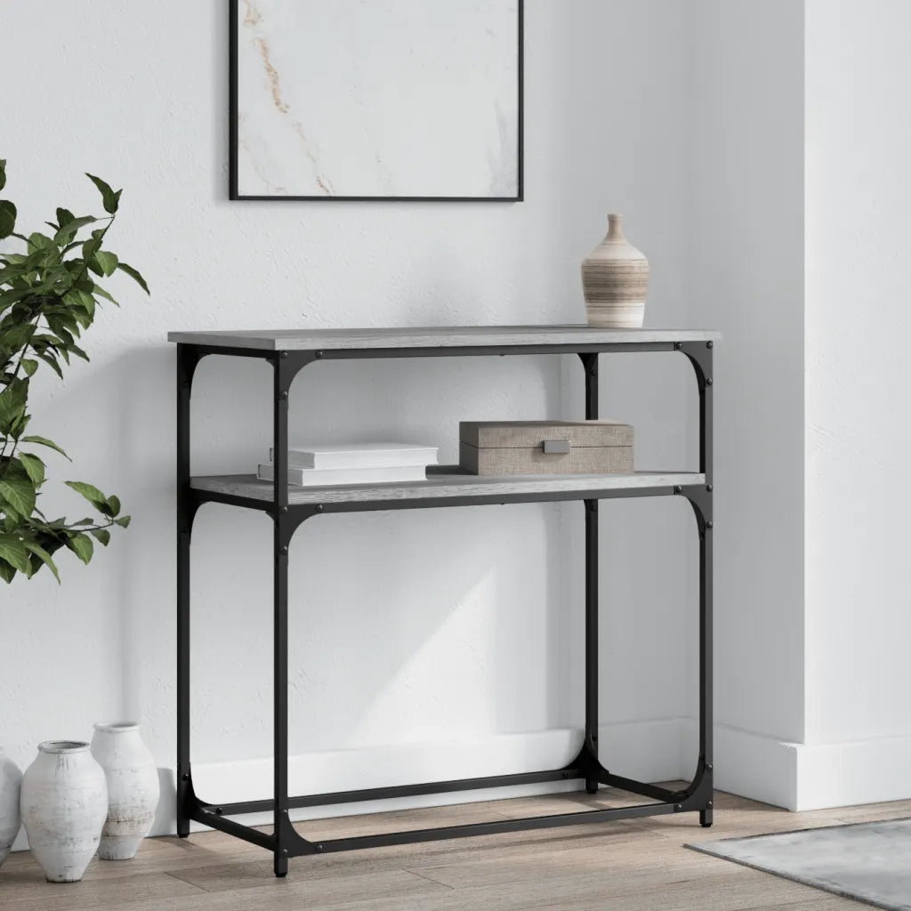 Tavolino Consolle-Tavolino da soggiorno-Tavolo Grigio Sonoma 75x35,5x75 cm Legno Multistrato