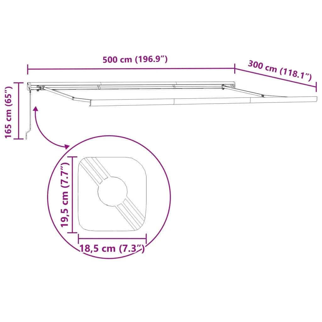 Tenda Retrattile Verde e Bianco 500 × 300 cm Tessuto e Metallo 3331471