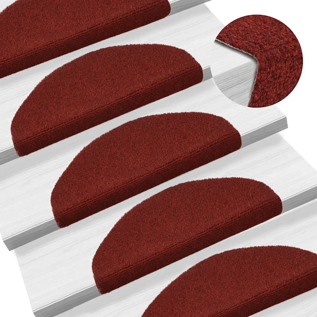 Tappetini per scale autoadesivi 5 pz 65x21x4 cm Bordeaux Rosso Semicircolari Grandi 149706