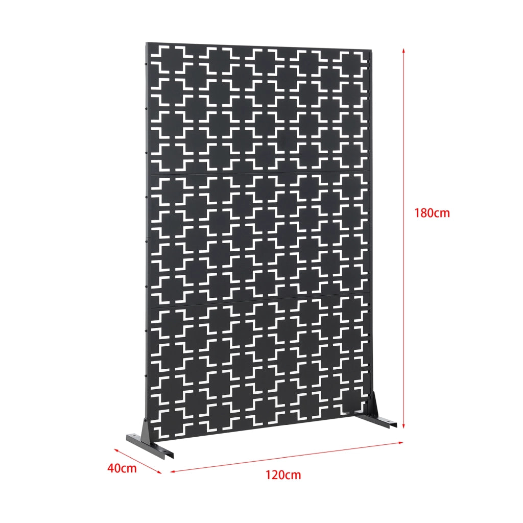 Pannello Divisorio Basciano Struttura Traforata in Acciaio 180 x 120 cm Nero casa.pro