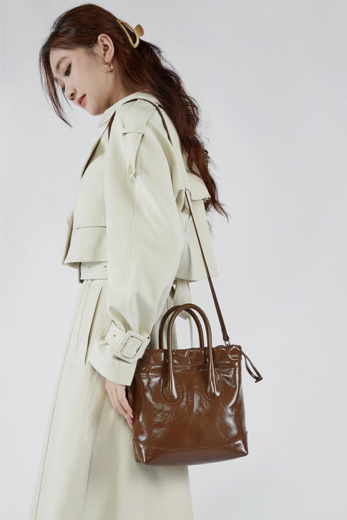 Borsa da donna vintage Song in pelle di vacchetta marrone
