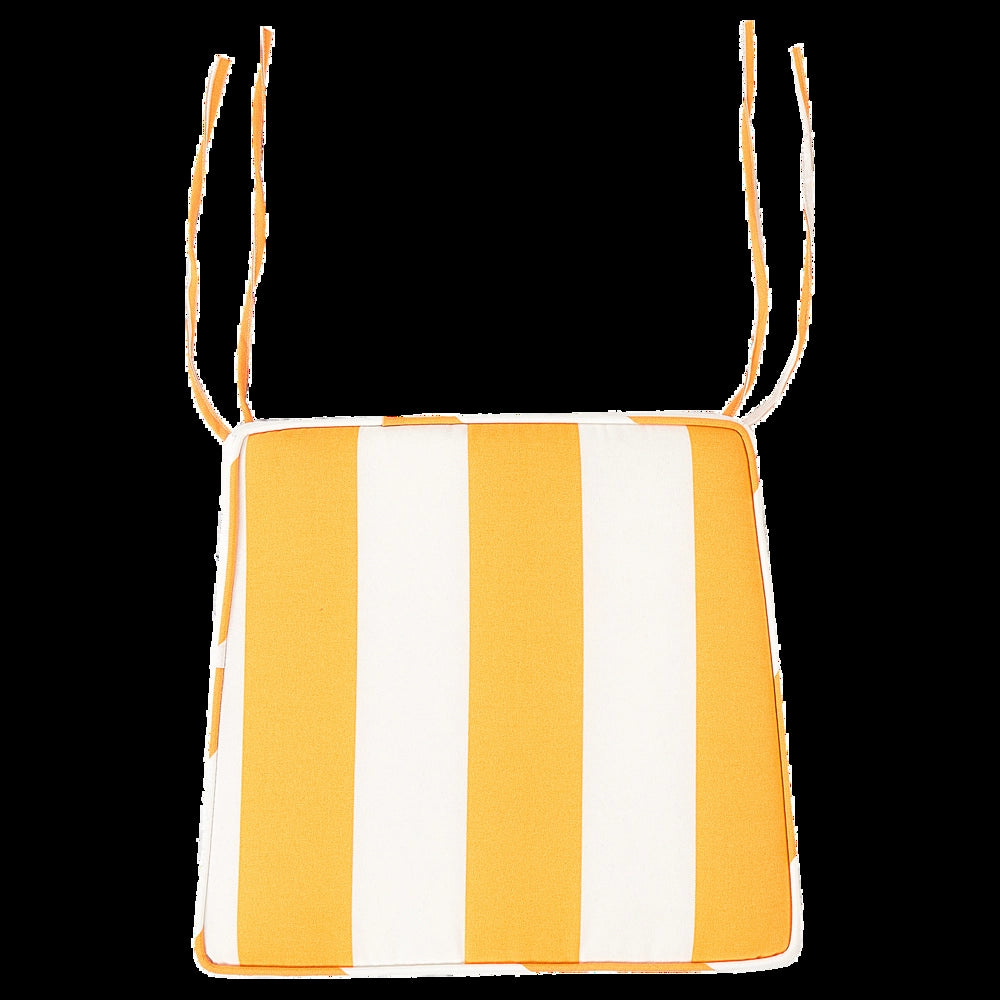 Set di 2 cuscini per sedia da giardino giallo bianco 37 x 34 cm motivo a strisce per esterno legami resistenti ai raggi UV