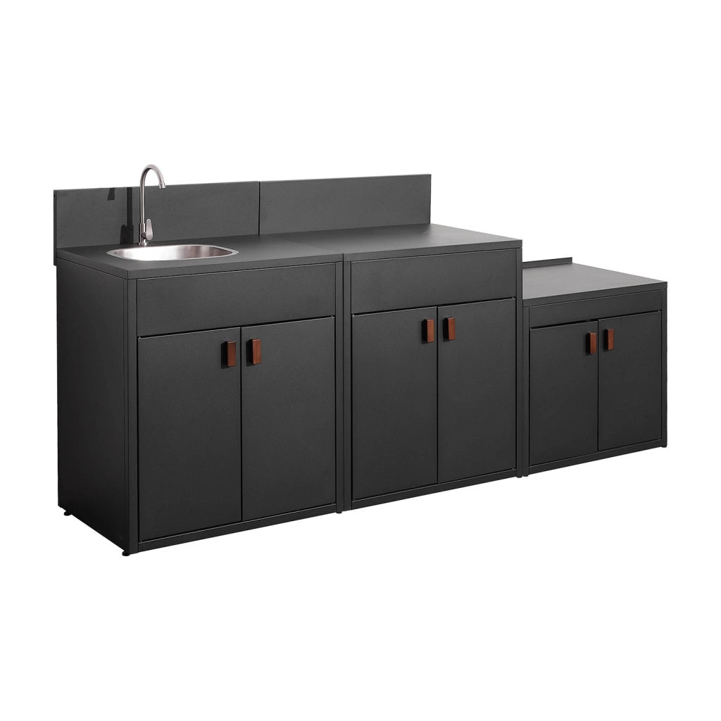 Cucina esterna 3 moduli acciaio inossidabile, nero