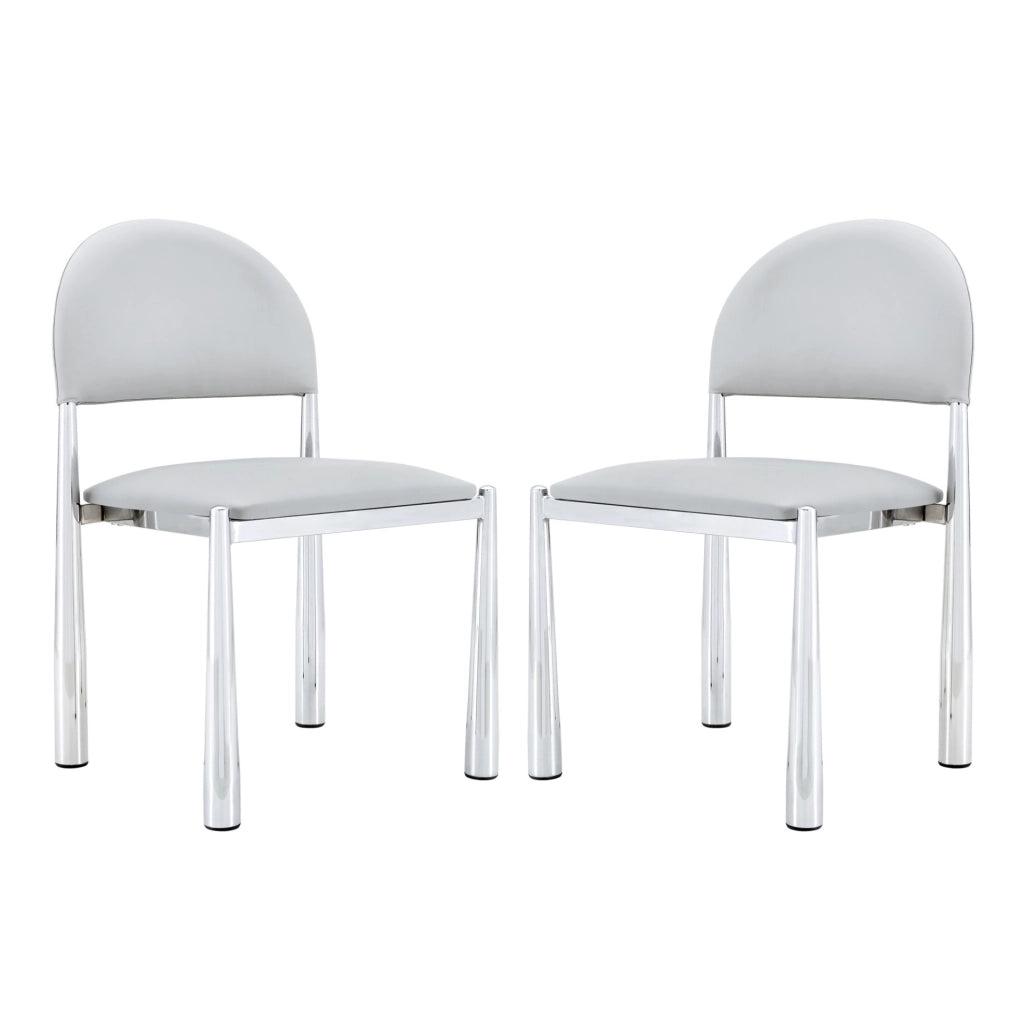 Sedia da pranzo 80 cm con schienale ergonomico in PU e metallo grigio chiaro