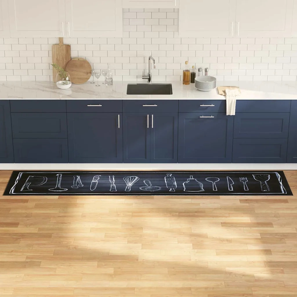 Tappeto da Cucina Nero 300 x 60 cm Velluto 42013433