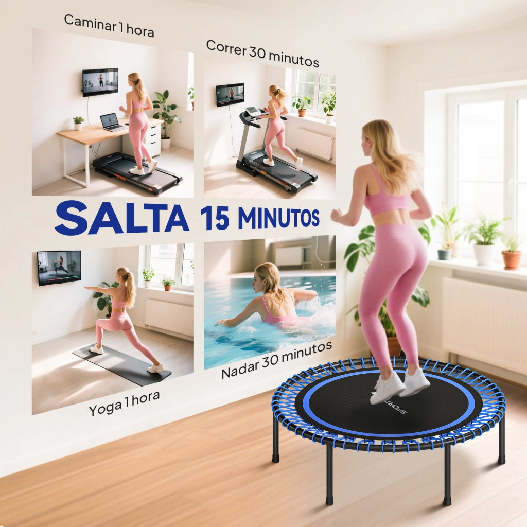 Trampolino Fitness ¨C zephmum ¨C 114 cm Acciaio Blu e Nero