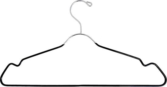 Hanger standard - rivestimento antiscivolo completo - progettato per risparmiare spazio - preformato - spalle dentellate - grande gancio - metallo cromato - 80708 (48 pezzi)