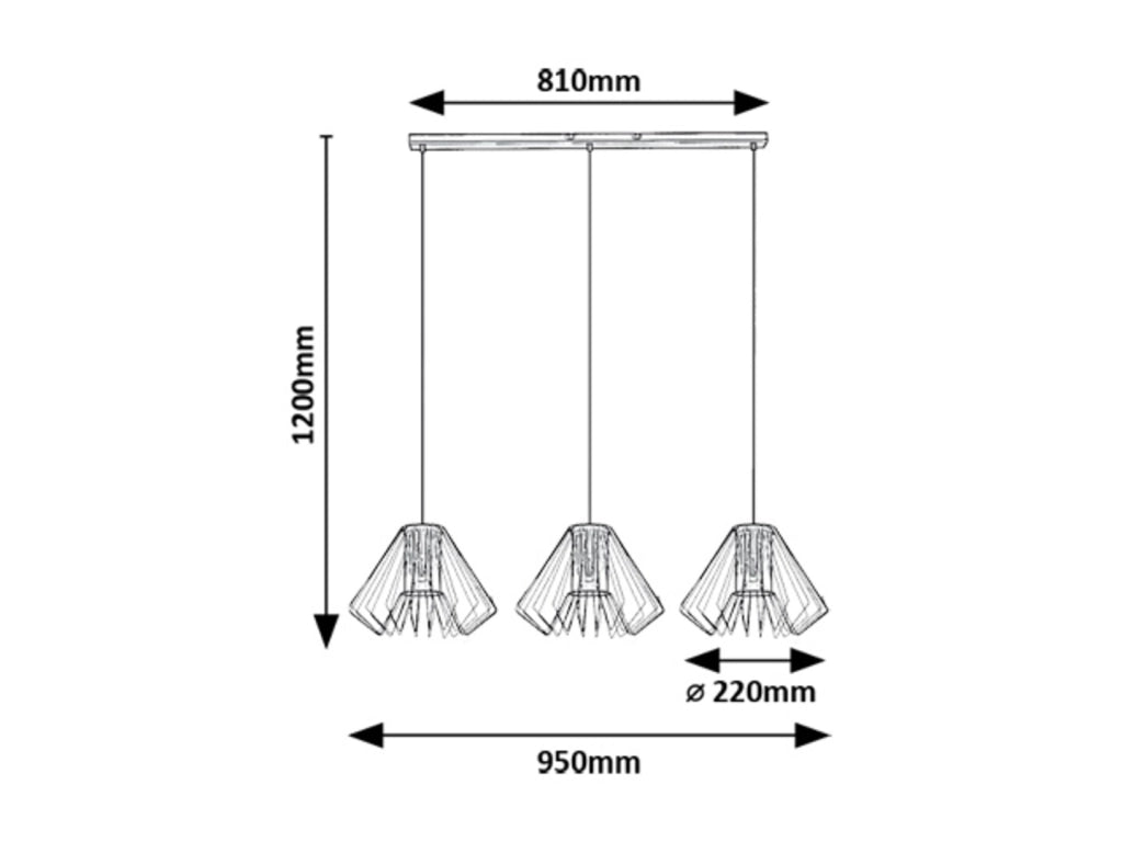 Lampada sospesa nera industriale con 3xE27 Rabalux Emerencia