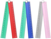 Liniaal per Architetto con Bordo Curvo e Lavorazione Angoli - 3 pezzi in Rosa, Argento Blu e Verde Rosso - Misuratore Opnabile in Alluminio con Scala Metrica
