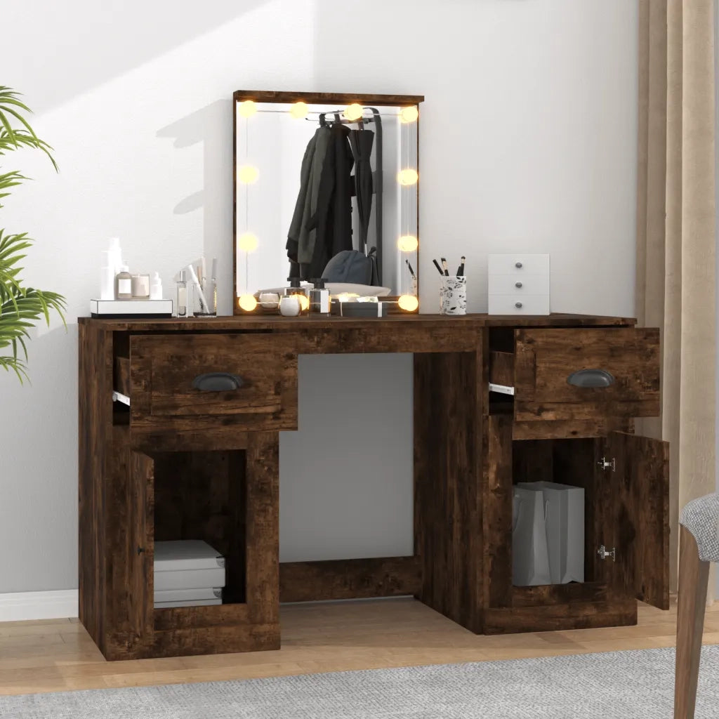 vidaXL Toeletta con LED Rovere Fumo 130x50x132,5 cm