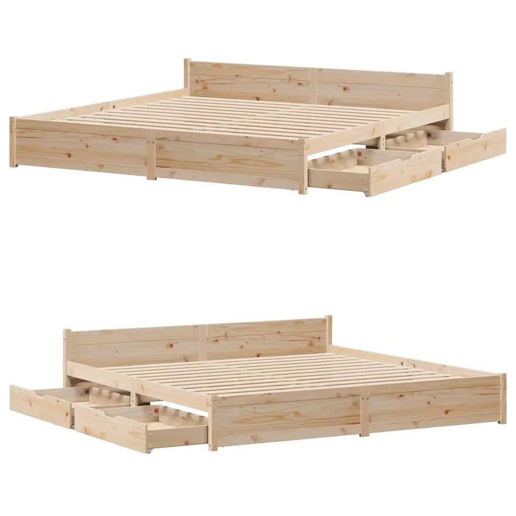 Letto senza Materasso 200x200 cm in Legno Massello di Pino 3301696