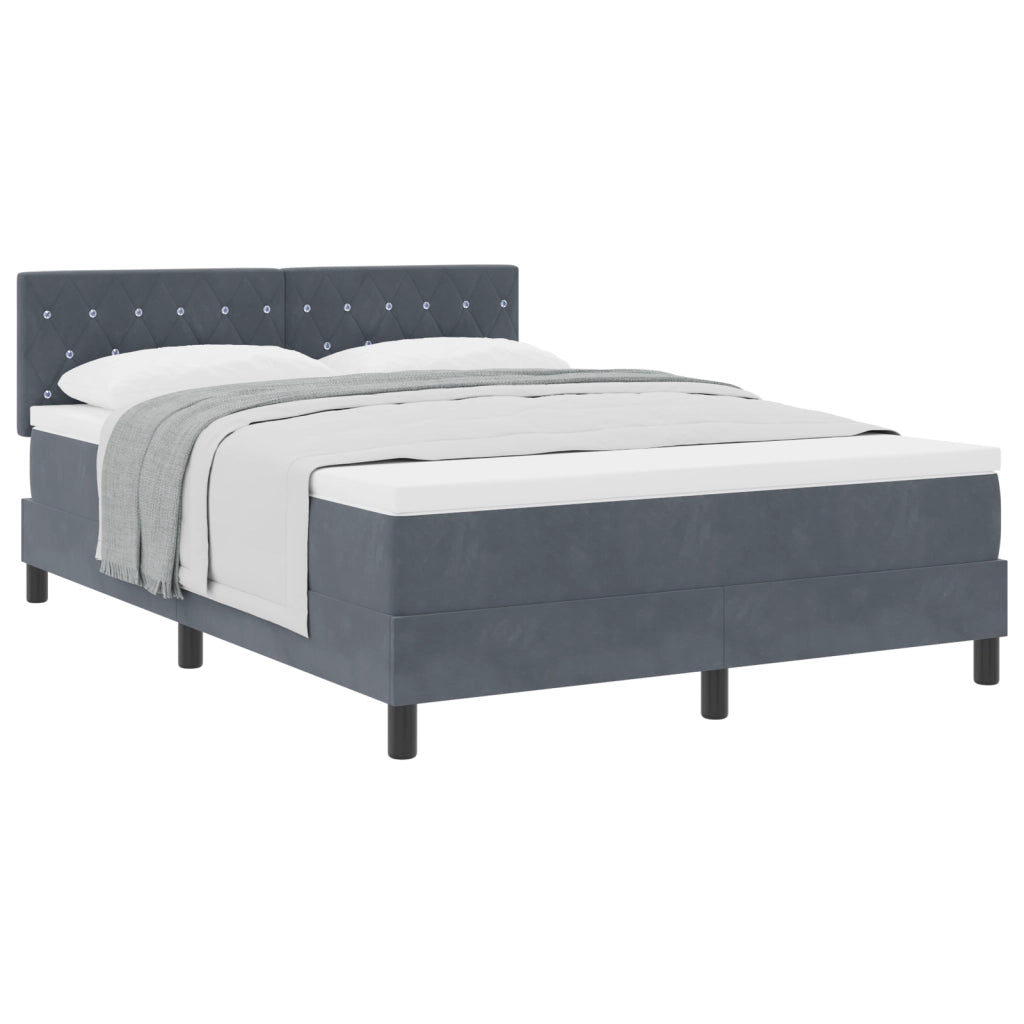 Letto con Box Spring e Materasso Grigio Scuro 140x200 cm in Velluto