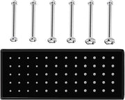 Piercing set per naso in acciaio inossidabile con strass - forma rettangolare - 20 g piercing naso in argento sterling