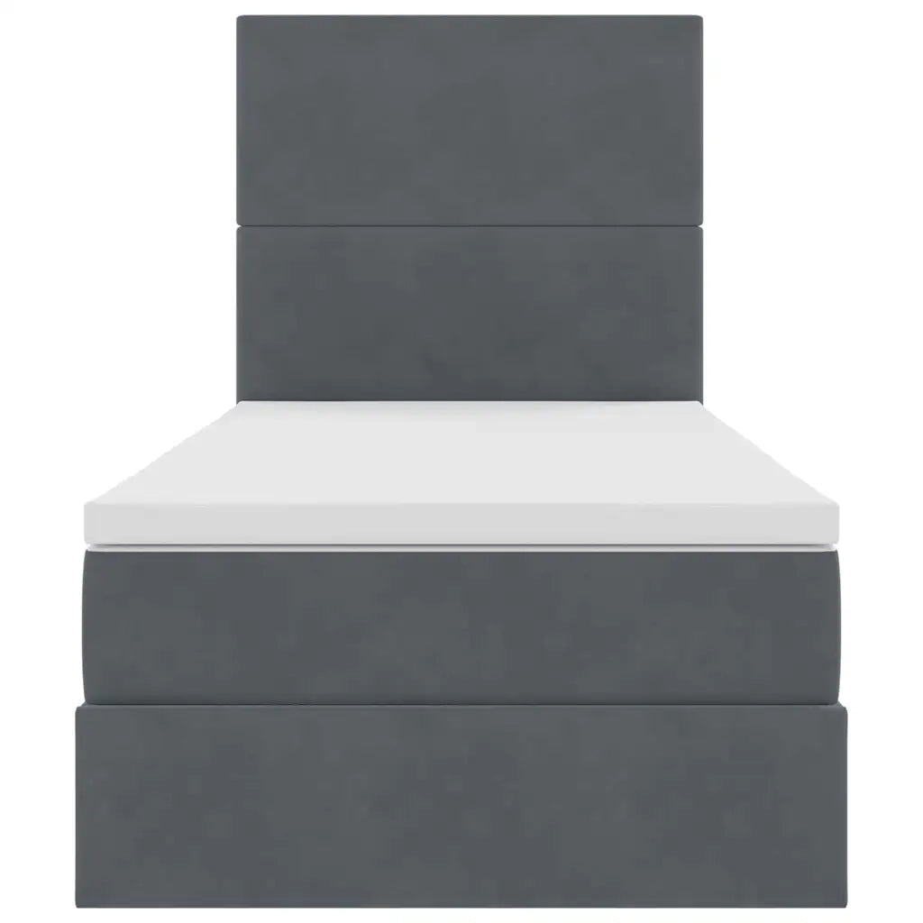 Letto con contenitore LED e materasso Grigio Scuro 100 x 200 cm