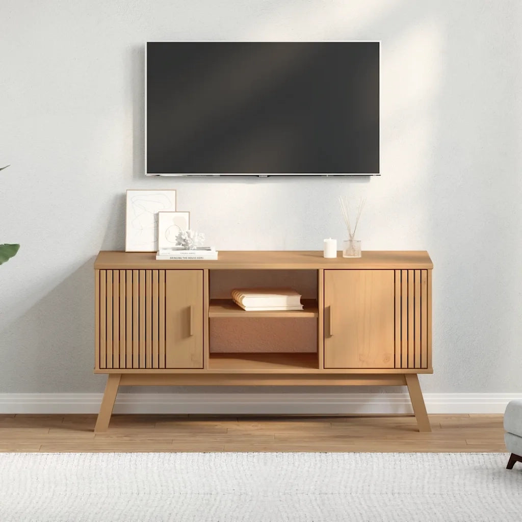 Mobile TV OLDEN Marrone 114x43x57 cm in Legno Massello di Pino