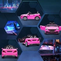 Macchina Elettrica per Bambini 3-6 Anni con Luci LED, Effetti Sonori e Telecomando, 107x62.5x44 cm, Rosa