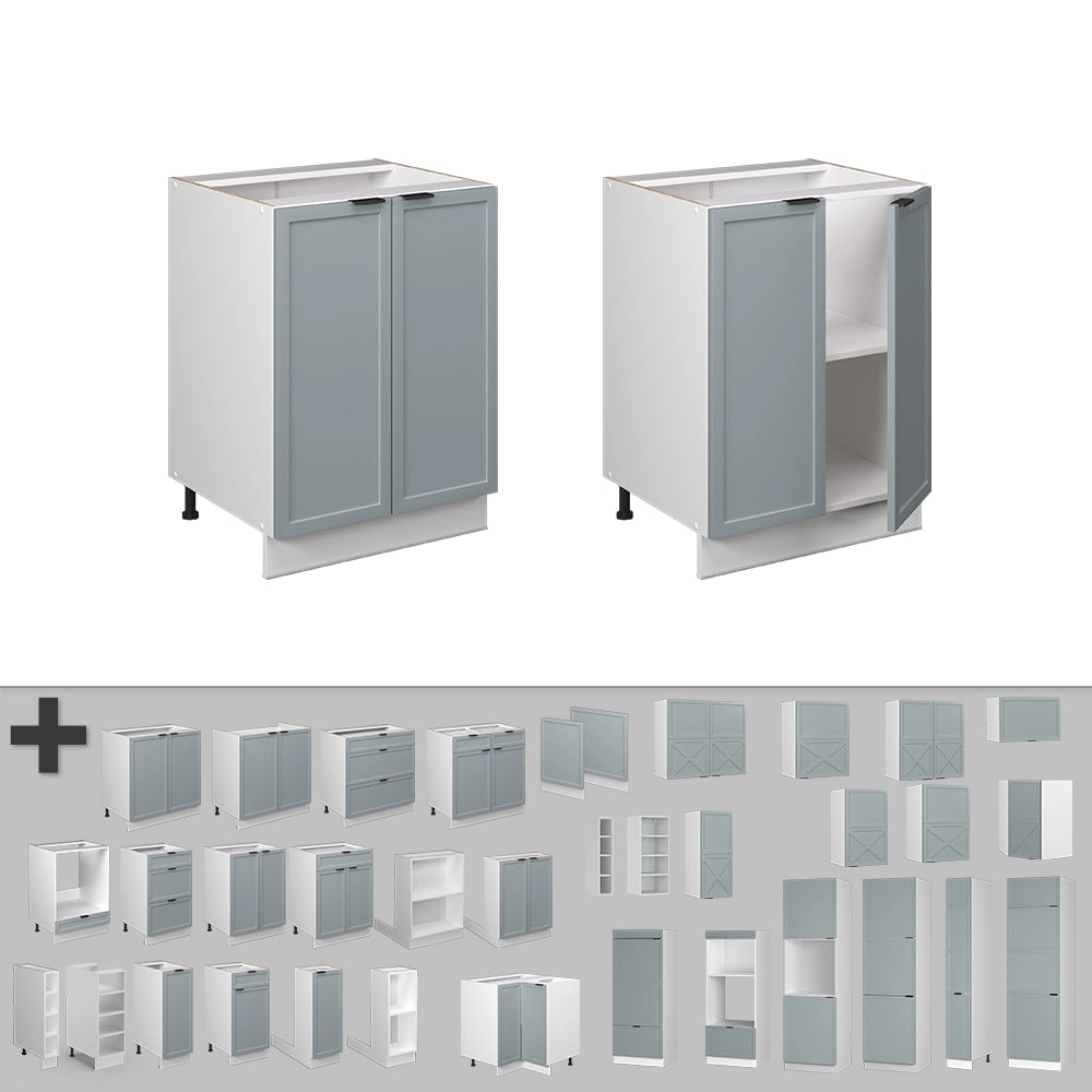 Vicco Mobiletto base cucina Blu-grigio chiaro 60 cm , PL Marmo