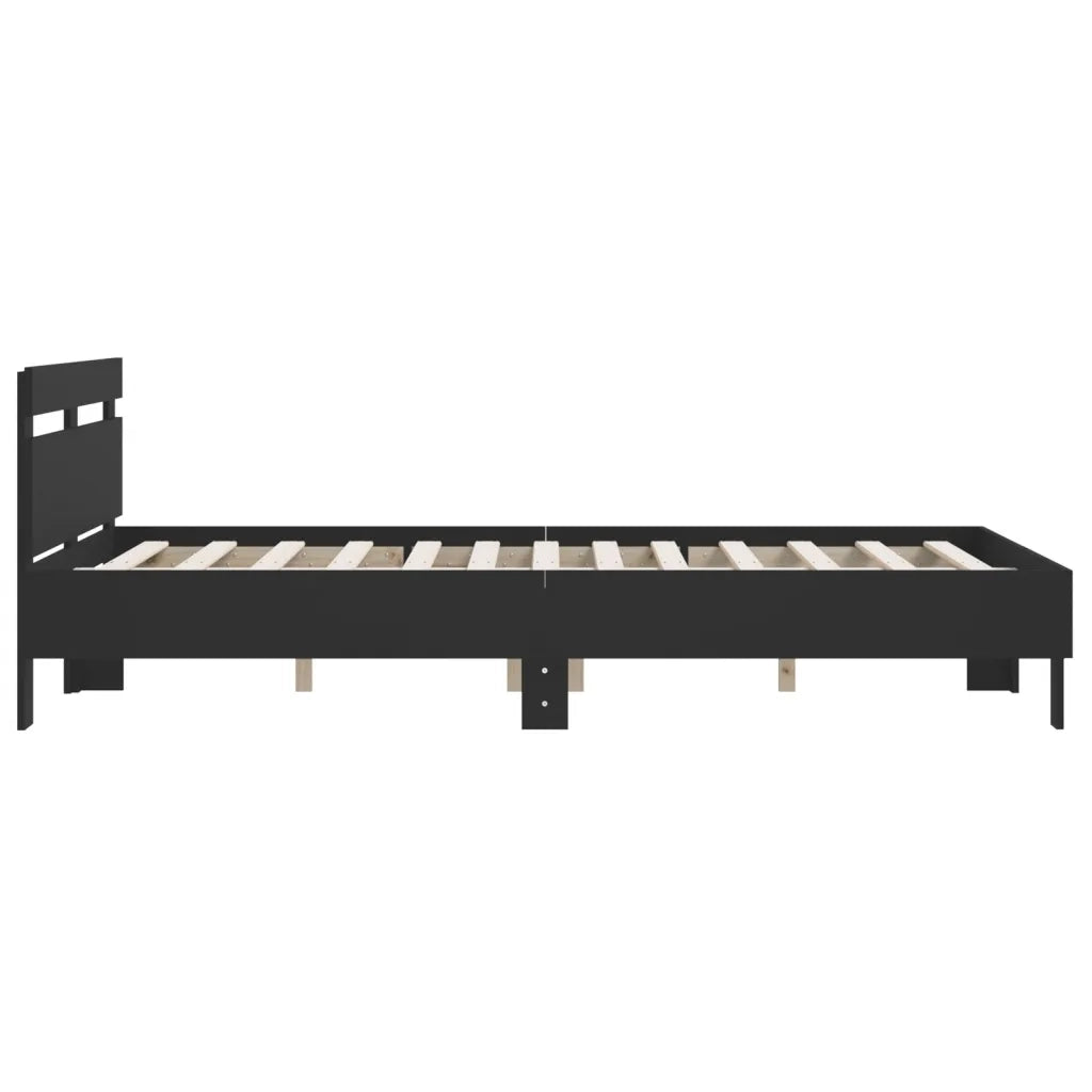 Giroletto con Testiera Neri 140x190 cm in Legno Multistrato 3207435