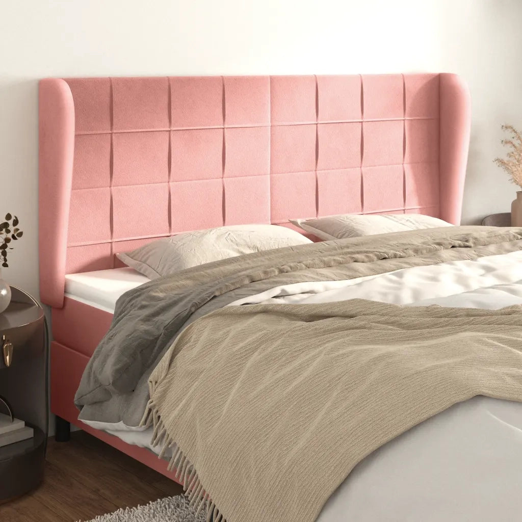 Testiera ad Orecchio Rosa 183x23x118/128 cm in Velluto 3118021