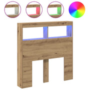 Testiera | Testata con Contenitore a LED Rovere Artigianale 100x17x102 cm