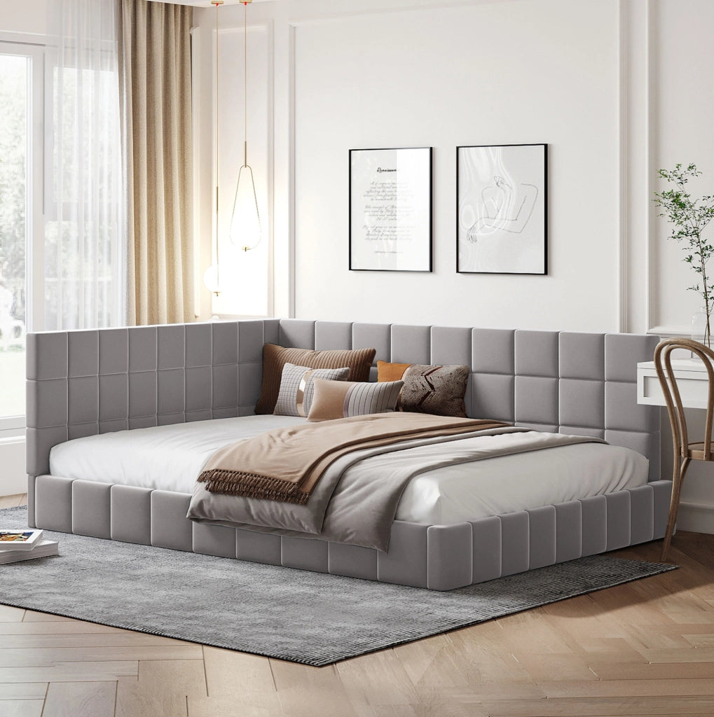 Divano letto 140x200 cm; stile classico; tessuto; grigio (Senza materasso)