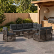 Set Divano da Giardino 9 pz Grigio polyrattan 3434849