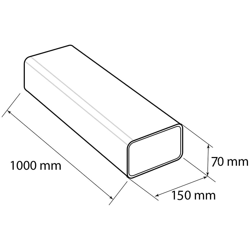 First 150x70mm da 1mt tubo rettangolare bianco mm per aerazione cappa