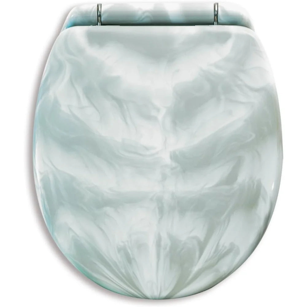 Werit 40066 4, sedile copri-wc effetto marmo bianco grigio, crom