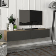 Mobile TV da Parete Toivakka con 2 Ante a Ribalta 135 x 31 x 25 cm Effetto Rovere / Antracite [en.casa]