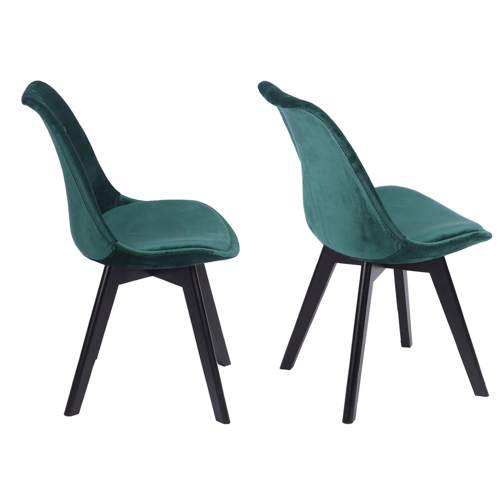 Set di 2 sedie in velluto verde NORA con cuscino