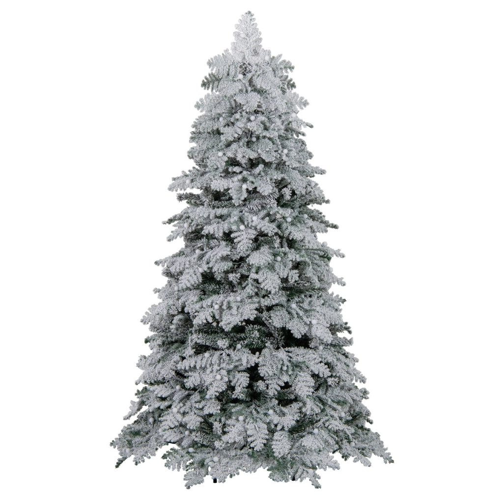 Albero di natale pieghevole con 130 palline luci led e 616 punte di ramo, Albero di natale artificiale innevato da 180 cm Bianco