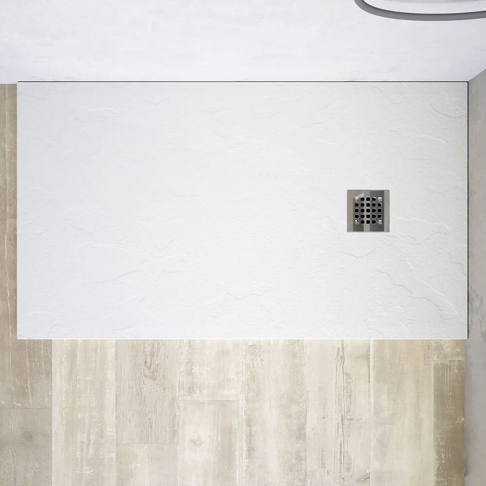 Piatto doccia rettangolare 80x140 cm in marmoresina bianco effetto pietra h3 cm | Milos