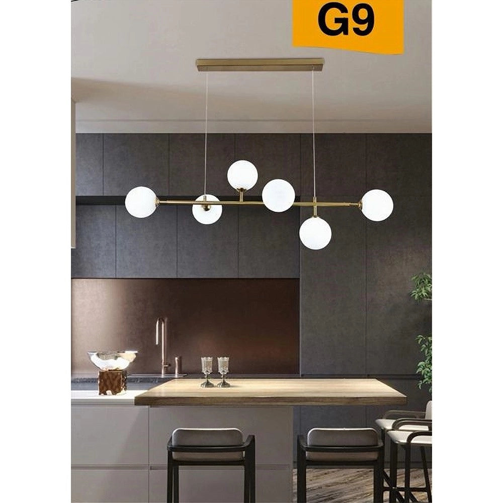 Trade Shop - Lampadario Da Soffitto Moderno A Sospensione Con 6 Sfere Attacco Lampadine G9 B88 -