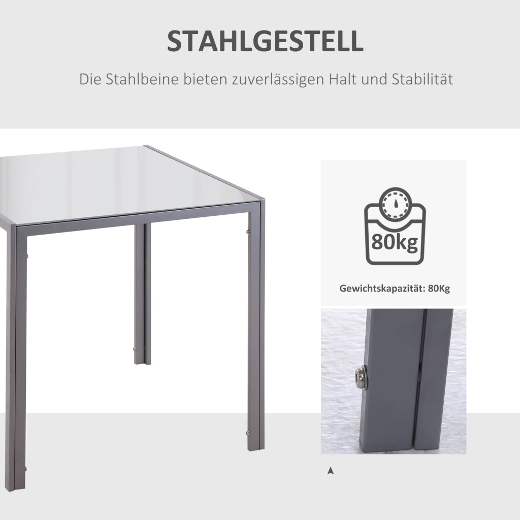 TAVOLO da pranzo quadrato 75x75x75 cm in vetro grigio per 4 persone